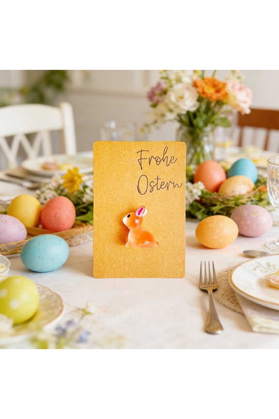 Glow in the Dark Resin Rabbits Pocket Card Easter Greeting Gift Card Decorative Keychain Plastic 3.14x2.12in with Message for Birthday Holiday Keepsake Party Favors Family Gifts