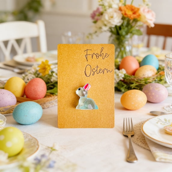 karymi Glow in the Dark Resin Rabbits Pocket Card Easter Greeting Gift Card Decorative Keychain Plastic 3.14x2.12in with Message for Birthday Holiday Keepsake Womens Gifts Living Room Decor