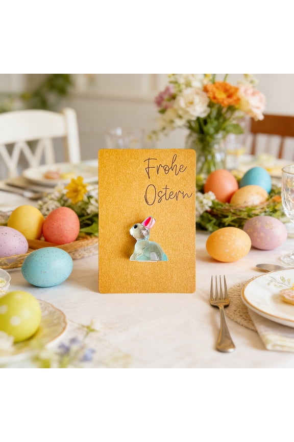 Glow in the Dark Resin Rabbits Pocket Card Easter Greeting Gift Card Decorative Keychain Plastic 3.14x2.12in with Message for Birthday Holiday Keepsake Womens Gifts Living Room Decor