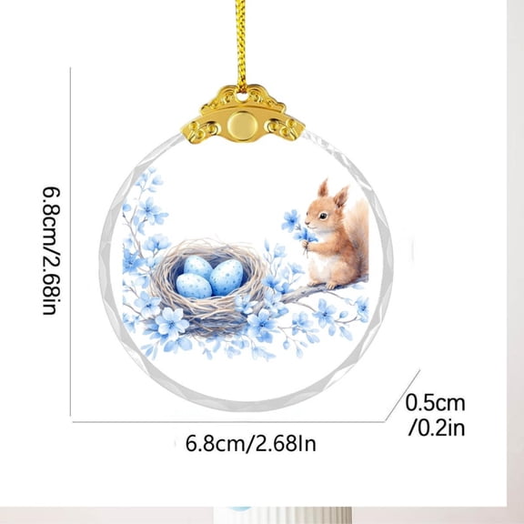 karymi Golden Reflective Easter Glass Pendant 2.68in 2D Flat Party Decoration Tree Ornament Basket Filler Gift for Keepsake Light Capturing Elegant Party Favors Living Room Decor