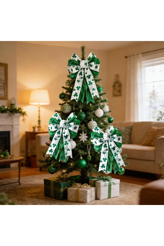 Green Bowknot Pendant with Double Layer Bow Decoration for St. Patrick's Day Clothing Accessory Bag Charm 19.68x11.02 Inches Bedroom Decor Bedroom Decor