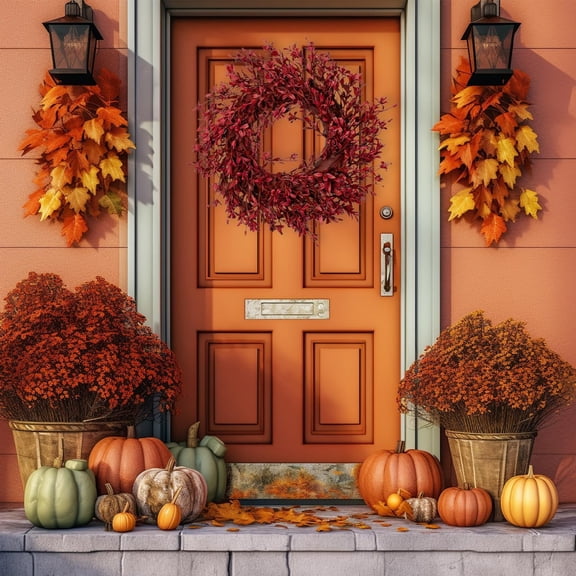 karymi Halloween and Thanksgiving Simulation Green Plant Door Garlands Festival Decorations Plastic Small Flower Window Display Props Christmas Party Decorations Savings Week Savings Week