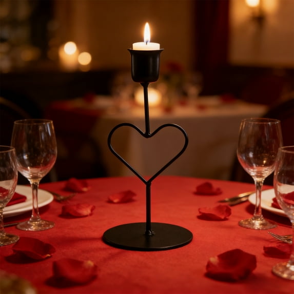karymi Heart Shaped Metal Candlestick Holder Romantic Vintage Candle Holder for Valentine's Day Dinner Decor Gold Black 8x8x16.8cm Holiday Gifts Home Decor House Decor
