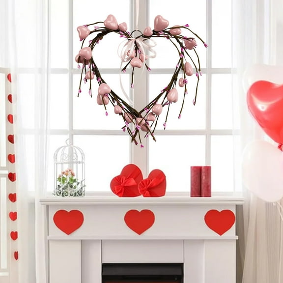 karymi Heart-shaped Decorative Wreath Valentines's Day Door/wall Hanging Valentines's Day Gift Ornament Window Decoration Valentines's Day Decoration Christmas Party Favors Mens Christmas Gifts