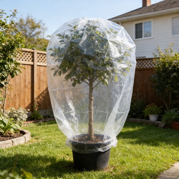 karymi Heavy Duty Transparent Tree Frost Cover Plants Freeze Protection Bag Reusable Thick Plastic for Winter Cold Weather Outdoor 43x31 Inch Holiday Gifts