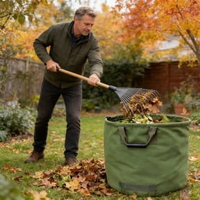 karymi Heavy Duty Waterproof Canvas Garden Leaf Bag 30 Gallon Capacity with Comfortable Rubber Grip Handles for Yard Waste Outdoor Clean Up and Storage Gifts for Men