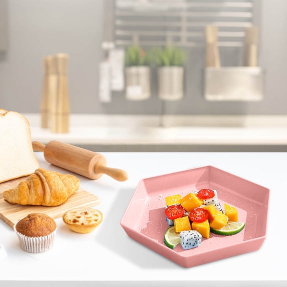 karymi Hexagonal Large Fruit Tray for Home Living Room Coffee Table Snack Candy Food Serving Platter 22.5x19.5x3.5cm Easy to Clean Durable Construction Versatile Use for Entertaining House Decor