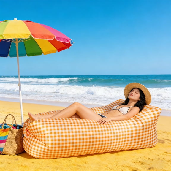 karymi Inflatable Couch for Camping,Folding Lazy Sofa Outdoor Portable Travel Sofa Outdoor Camping Sofa, Lightweight Durable Waterproof Sofa Chair for Beach, Hiking, Picnics Bedroom Decor