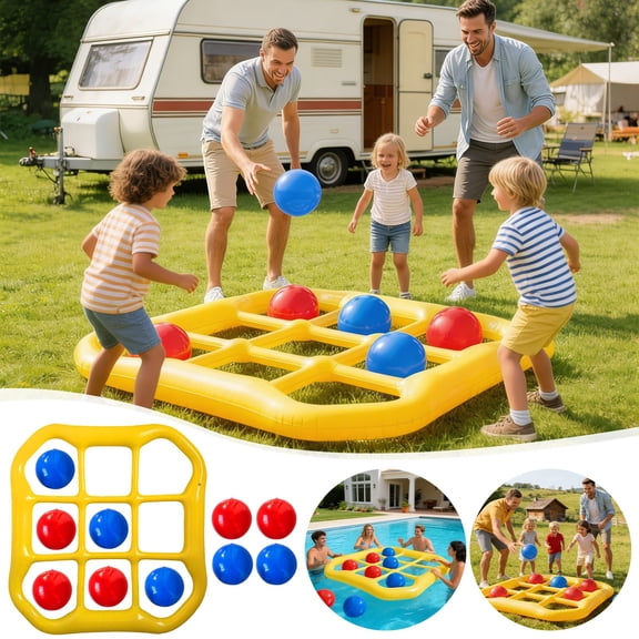 karymi Inflatable Tic Tac Toe Floating Pool Game Set with Ten 8 Inch Balls for Outdoor Yard Beach and Family Fun Durable Material for Adults Teens Party Favors