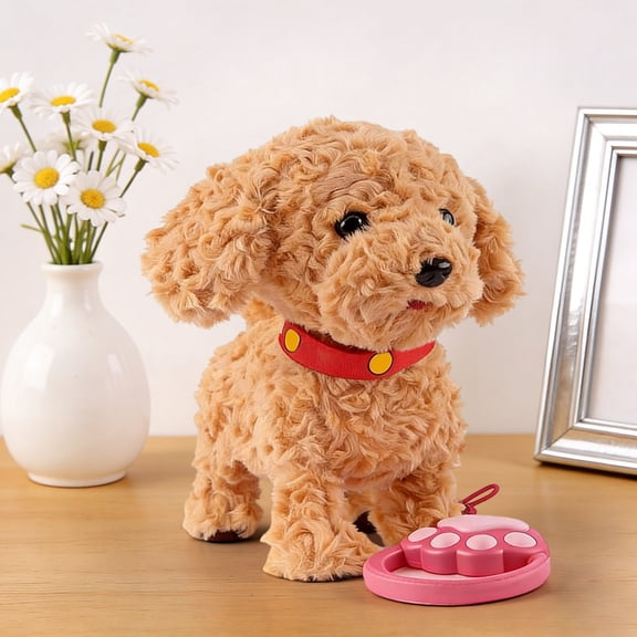 karymi Interactive Realistic Robot Dog, Walking Talking Puppy Toys, Soft Material, with Leash Button Control, for Small Spaces Pet Play Birthday Gift Room Decor