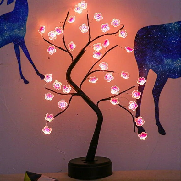 karymi LED Flower Tree Potted Table Lamp Warm Light Night Light for Bedroom Living Room Desk Decor Elegant Natural Style Romantic Ambiance Gifts for Men Mens Gifts