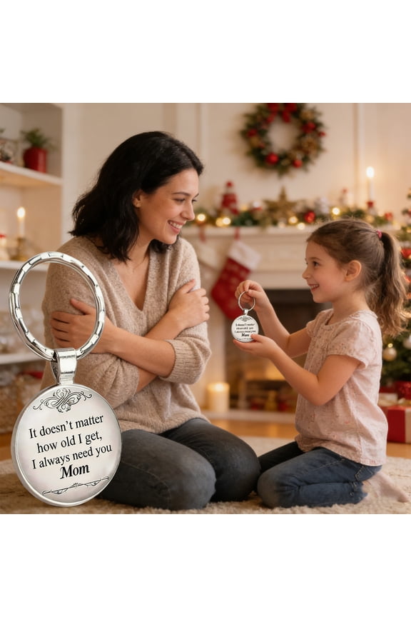 Mom Key Ring "It Doesn't Matter How Old I Get I Always Need You" Sentimental Metal Keychain Gift for Mother's Day Birthday and Anytime Home Decor Bedroom Decor Party Supplies