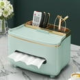 thumbnail image 1 of karymi Multi Compartment Remote Control and Tissue Box Organizer for Living Room, 8.46x6.1x4.92 inch Storage Box with Lid for Tissues and Small Items, Green or White up to 60% off up to 70% off, 1 of 6