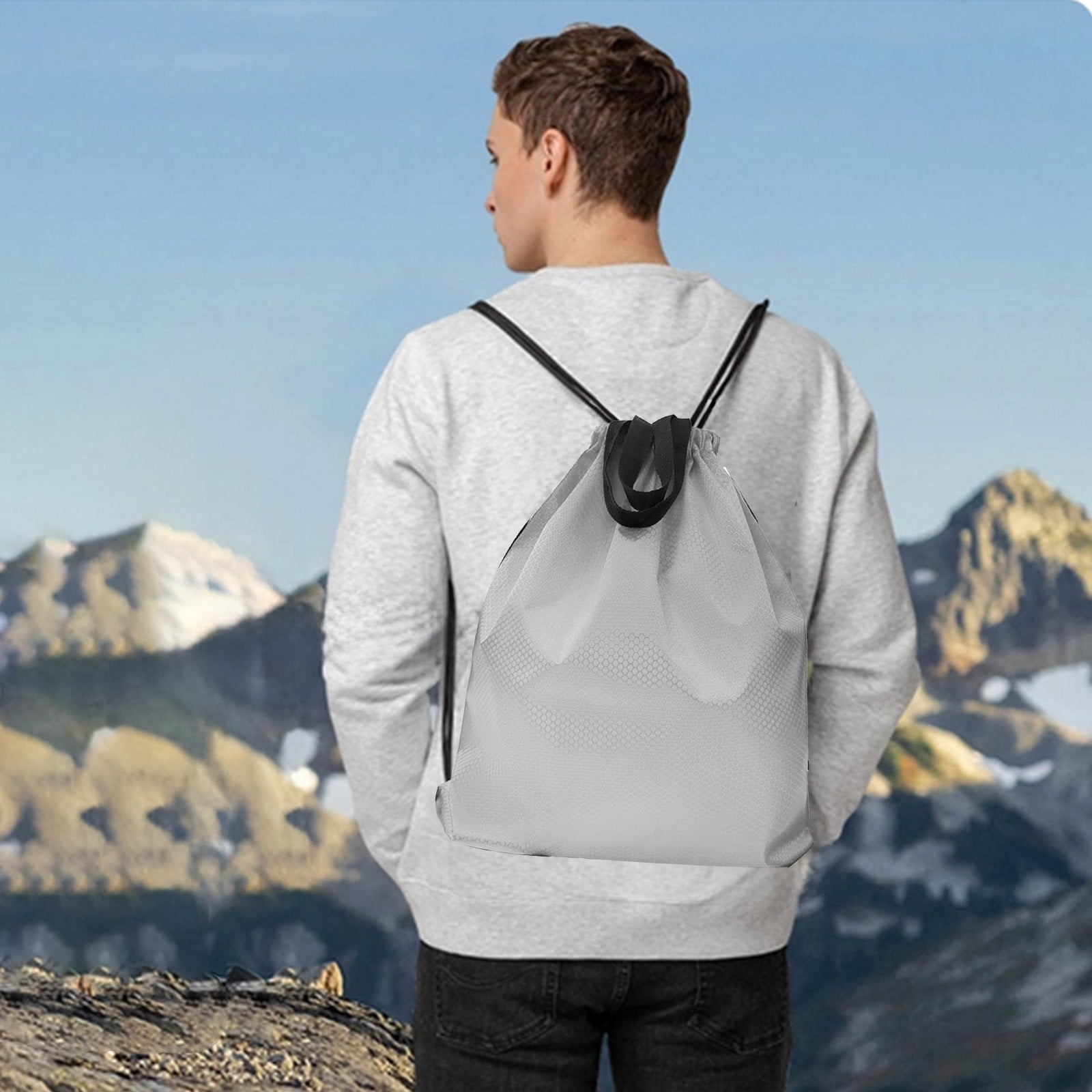 best drawstring backpack for travel Axel Lightweight compartment pack with drawstring closure Navy Blue Drawstring Bag |