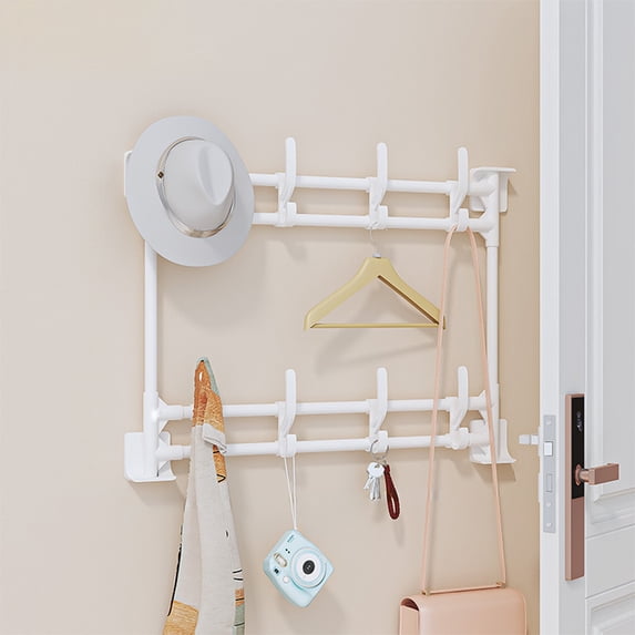 karymi Multifunctional Hanging Rack Punch Free Self Adhesive Hook Multi Rows Adhesive Hook Suitable for Kitchen Bathroom and Living Room Storage Bedroom Decor Womens Gifts