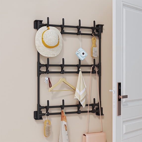 karymi Multifunctional Hanging Rack Punch Free Self Adhesive Hook Multi Rows Adhesive Hook Suitable for Kitchen Bathroom and Living Room Storage Womens Gifts Birthday Gifts