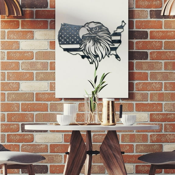 karymi Patriotic Flag and Eagle Wall Art Hanging Ornament 12x8 Inch Red White Blue Metal Bird Sculpture for 4th of July 250 Anniversary Living Room Bedroom Garden Indoor Outdoor Decor Home Decor