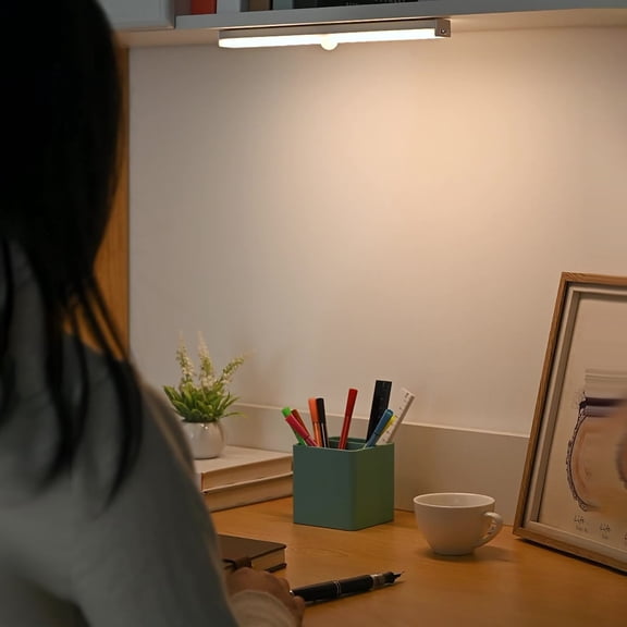 karymi Rechargeable Magnetic Motion Sensor LED Night Light Bar Wireless Stick On Closet Cabinet Under Counter Lighting with USB Cable Warm White Family Gifts