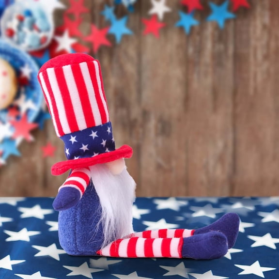 karymi Red White Blue Plush Gnome Dolls 9.5x2.4 Inch with Long Hat for 4th of July Independence Day Memorial Day Table Shelf Home Decor Fourth of July Accessories