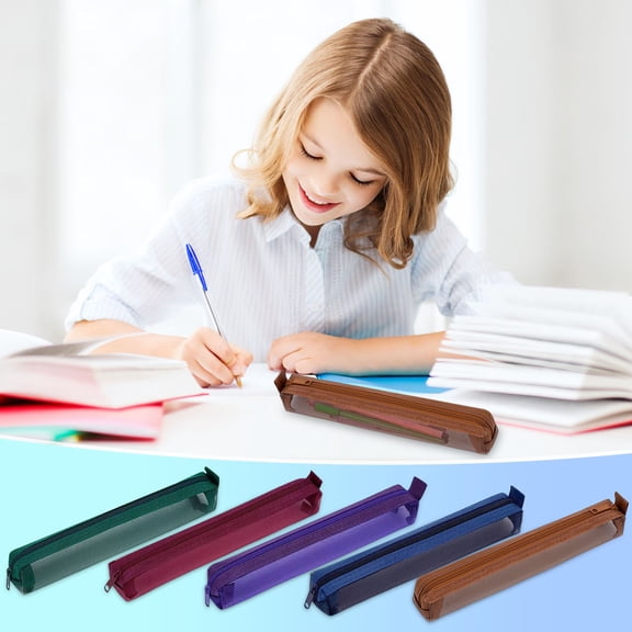 karymi Retroes Mini Zip Transparent Mesh Pencil Case Vintage-Tone Net Pouch for Students’ Ruleres Pens and Exam Supplies Holiday Gifts Room Decor