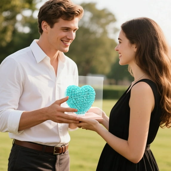 karymi Rose Heart Valentines Day Gift Eternals Flower Heart Gift Box Simulation Rose Foam Flower Stereoscopic Heart Gifts for Men Room Decor Party Favors