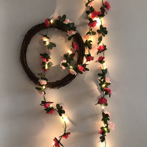 karymi Rose Rattan Fairy Light String 98 Inch Pink Christmas Wedding Party Decoration Flexible LED Lights for Indoor Outdoor Garden Window Christmas Party Favors Best Sellers Best Sellers