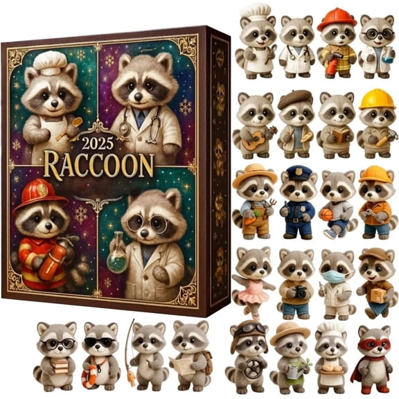 karymi Sarcastic Raccoon -vent Calendar 2025 Playful Holiday Decoration 2d Flat Acrylic 24 Days Christmas Countdown Calendars Christmas Decorations Indoor Gift Ideas Mens Christmas Gifts