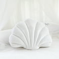 thumbnail image 1 of karymi Seashell Shaped Decorative Throw Pillow Cushion Soft Velvet Beach Theme Home Decor for Couch Sofa Bed Living Room 13.4x9.8 Inch White Living Room Decor, 1 of 6