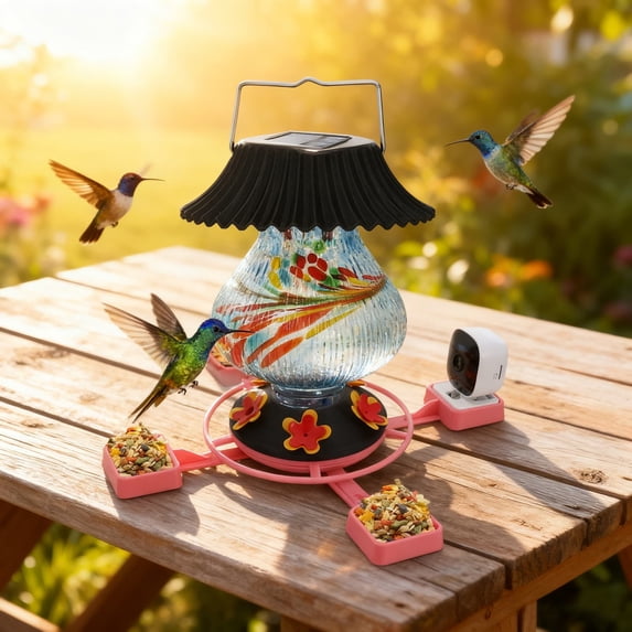 karymi Solar Powered Smart Bird Feeder with 1080P HD Camera and Night Vision Auto Species Identification Live Streaming via App Weather Resistant Outdoor Womens Gifts