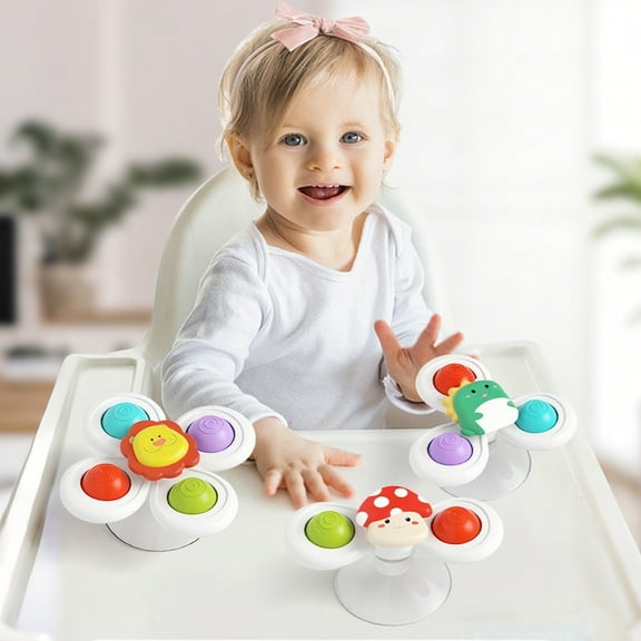 karymi Suction Cup Spinning Toy Set Rotating Educational Toy Smooths Spinners Bath and Table Funs Safe ABS Material Pressing Style Birthday Gifts Week Week