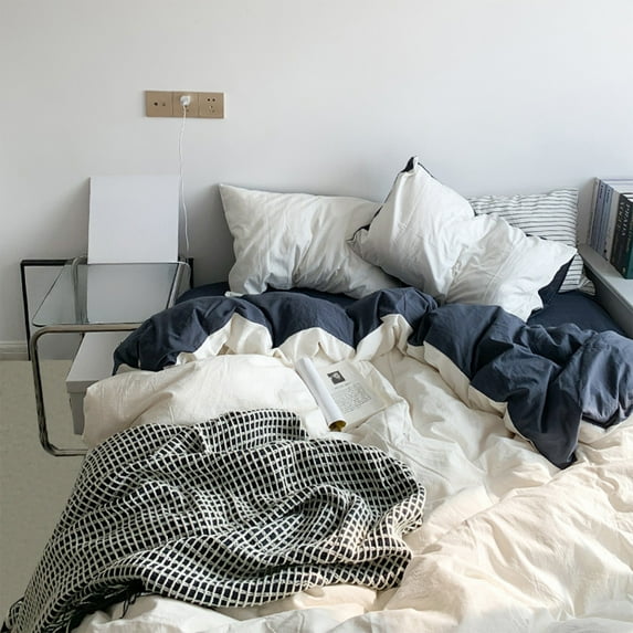 karymi Suitable for Bed Type in Student Dormitories Comfortable and Soft Four Piece Bedding Set Fresh Color Washed Gifts for Men