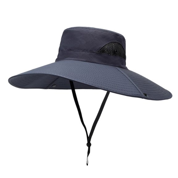 karymi Summer Oversized Sun Hat Fisherman's Hat With Windproof Rope Fishing Cap Mountaineering Cap Men's Sun Solid Color Cap Camping Accessories Week