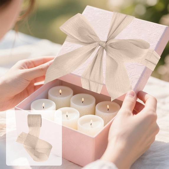 karymi Threaded Glitter Ribbon Chiffon Crinkle Satin Bow Gift Box Bouquet Wedding Card Newlywed Ribbon Decoration Gift Wrapping Ribbon Christmas Party Decorations Christmas Party Decorations