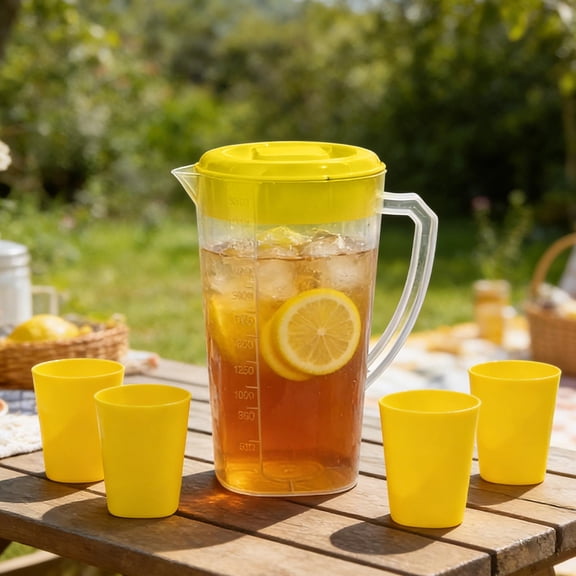karymi Transparent Cold Brew Carafe Coffee Pot Cold Brew Drip Pot Large Capacity Household Beverage Bucket Fruit Tea Dispenser Bucket with 5 Cups Womens Gifts