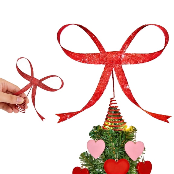karymi Valentine's Day Red Bow Tree Topper Ornament 9.4x8.6x1.9in for Christmas Tree Top Party Gift Festive Holiday Celebration Decor Mens Gifts House Decor