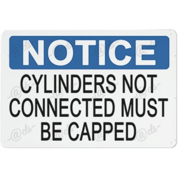 kasbes Metal Hanging Plate Horizontal CYLINDERS NOT CONNECTED MUST BE CAPPED, Rust Free With 4 Pre-drilled Holes Waterproof, Fade and Scratch Resistant - NOTICE SIGN Style 20x30cm