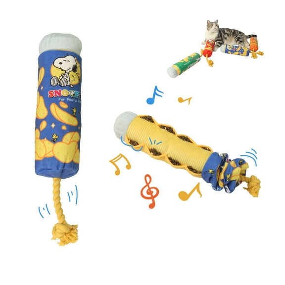 kashima® X Peanuts™ Potato Chip Toy, Interactive Cat Toys, Catnip Crinkle Sound, Interactive Kitten Kicker, Exercise Toys for Indoor Cats (Blue)
