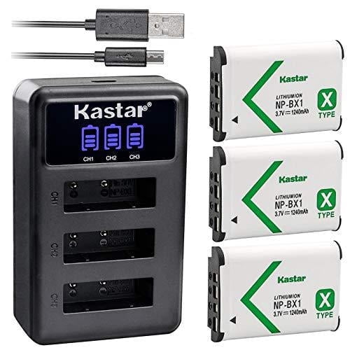 kastar battery x3 + charger for sony np-bx1 hdr-as200v hdr-as30 hdr-as300 hdr-as50 hdr-cx240 hdr-cx405 hdr-cx440 hdr-gw66 hdr-gwp88 hdr-mv1 hdr-pj240 hdr-pj270 hdr-pj405 hdr-pj410