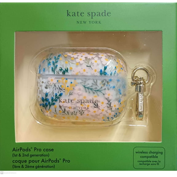 kate spade new york AirPods Pro Protective Case with Keychain Ring - Multi Floral Rose, Compatible with AirPods Pro 2nd / 1st Generation
