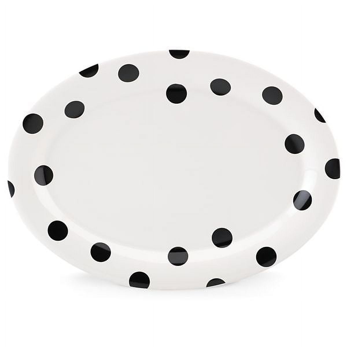 Deco Dot Chic White Ceramic 14" Oval Serving Platter