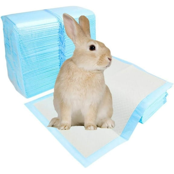 kathson 100 Pcs Rabbits Disposable Diaper Cage Liners Super Absorbent Healthy Cleaning Pad for Hedgehogs, Hamsters, Chinchillas, Rabbits, Cats, Reptiles and Other Small Animals