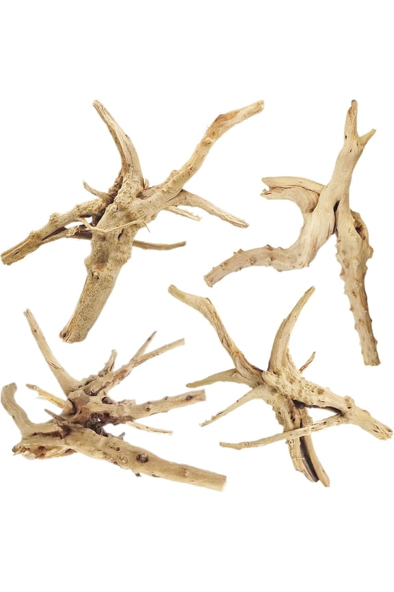 Aquarium Driftwood, 6-8" Spider Wood Sinkable Driftwood for Fish Tank Decorations Natural Branches for Reptile, Assorted Spider Wood Branch Pack of 4