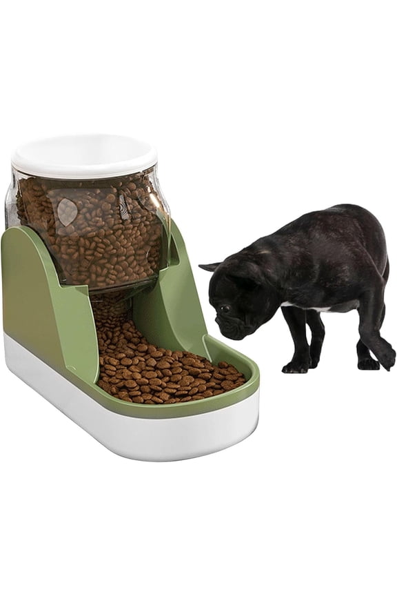 Automatic Dog Food Feeder Gravity Cat Food Dispenser Large Capacity Pet Self Feeding Station Bowl Dish for Small and Medium Dogs Cats,1 Gallon,Green