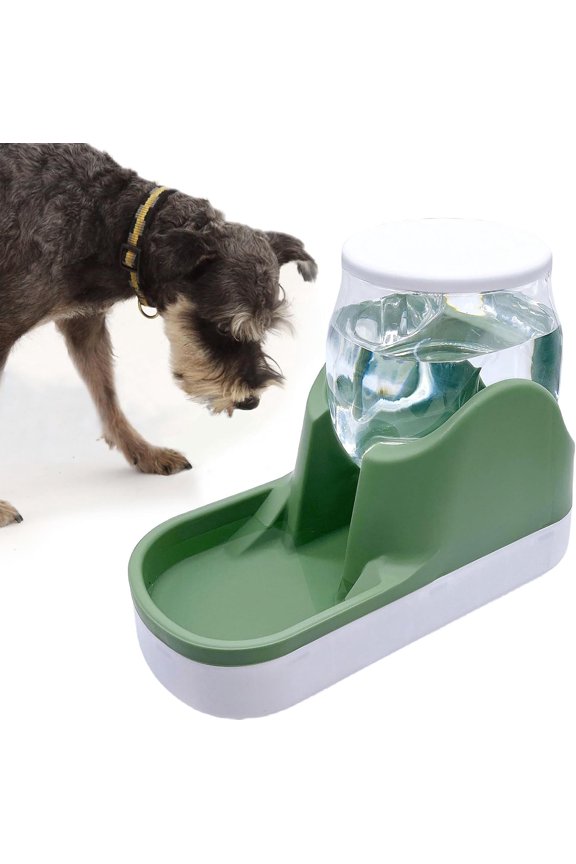 Automatic Dog Water Dispenser 1 Gallon Gravity Cat Water Dispenser Dogs Water Station Bowl Large Capacity Feeder Waterer Pet Drinking Fountain Green