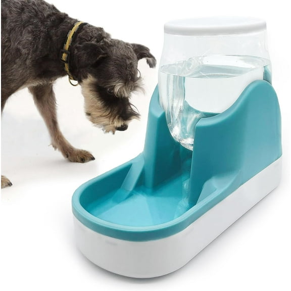 kathson Automatic Dog Water Dispenser 1 Gallon Gravity Cat Water Dispenser Dogs Water Station Bowl Large Capacity Feeder Waterer Pet Drinking Fountain Blue