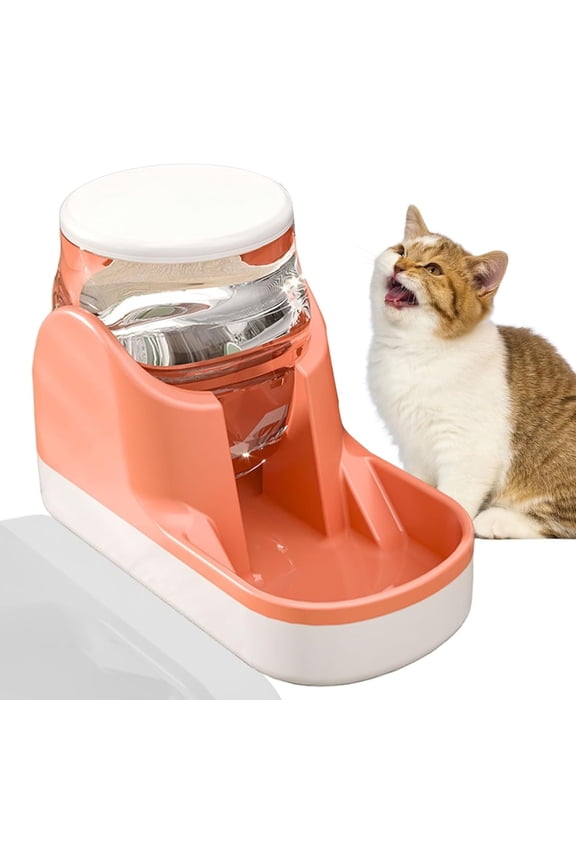 Automatic Dog Water Dispenser 1 Gallon Gravity Cat Water Dispenser Dogs Water Station Bowl Large Capacity Feeder Waterer Pet Drinking Fountain Pink