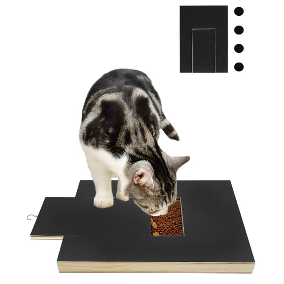 kathson Cats Scratch Pad with Replaceable Sandpaper,Cat Nail File Scratching Board with Treat Box, Kitty Scratcher File Wooden Kitty Claw Scratch Manicure for Kittens Small Dogs Black