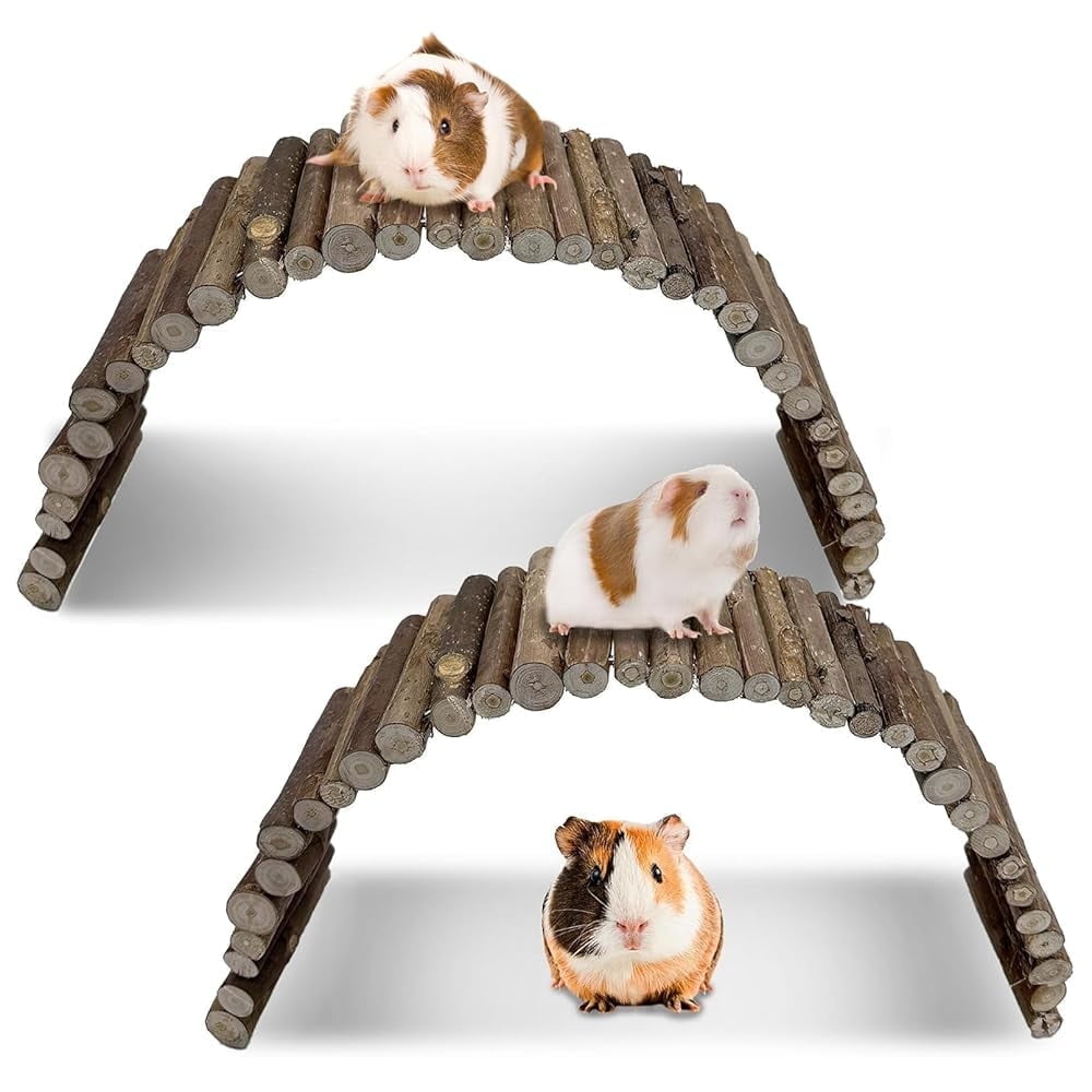 kathson Hamster Bridge Wood Hamster Climbing Ladder Rat Ladder Bridge Small Animals Cage Accessories for Dwarf Syrian Hamster Mice Gerbils Sugar Glider Rat (21.73.5IN,2 PCS)