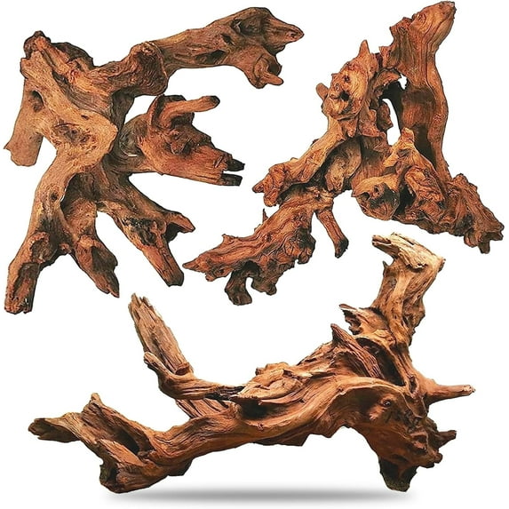 kathson Natural Aquarium Driftwood Decoration Branches Reptiles Terrarium Ornament Wood Fish Tank Habitat Decor Assorted Sizes Wood 3 PCS