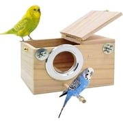 kathson Parakeet Nest Box Budgie Nesting House Cockatiel Breeding Parrots Mating Box Wood Bird House for Cage Lovebirds Conure Cockatoo Large to Medium Birds (L)